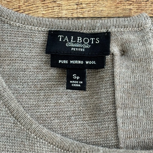 Talbots Merino Wool Beige Taupe Knit Top and Skirt Set PETITE Small Sophisticate - Picture 3 of 12